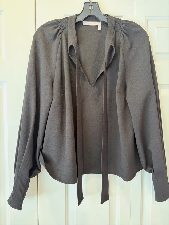 See By Chloe Tops - See by Chloe, Black Tie-Neck Long Sleeve Blouse.